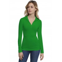 T-shirt col polo manches longues en modal GLORIA05