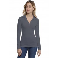 T-shirt col polo manches longues en modal GLORIA05