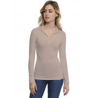 T-shirt col polo manches longues en modal GLORIA05
