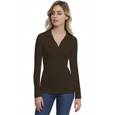 T-shirt col polo manches longues en modal GLORIA05