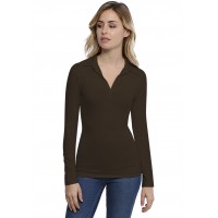T-shirt col polo manches longues en modal GLORIA05