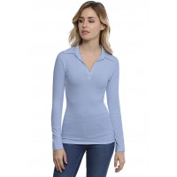 T-shirt col polo manches longues en modal GLORIA05