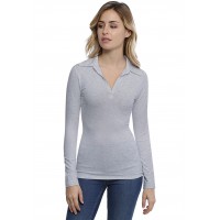 T-shirt col polo manches longues en modal GLORIA05
