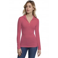 T-shirt col polo manches longues en modal GLORIA05