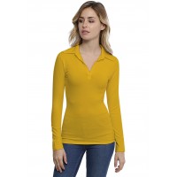 T-shirt col polo manches longues en modal GLORIA05