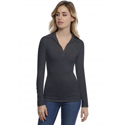 T-shirt col polo manches longues en modal GLORIA05