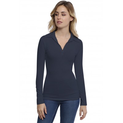 T-shirt col polo manches longues en modal GLORIA05