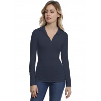 T-shirt col polo manches longues en modal GLORIA05