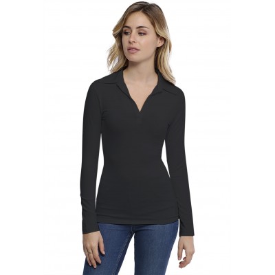 T-shirt col polo manches longues en modal GLORIA05