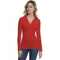T-shirt col polo manches longues en modal GLORIA05