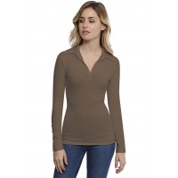 T-shirt col polo manches longues en modal GLORIA05