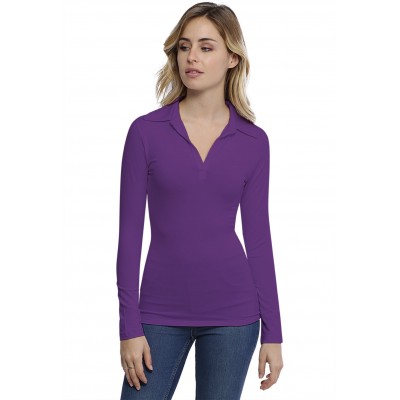 T-shirt col polo manches longues en modal GLORIA05