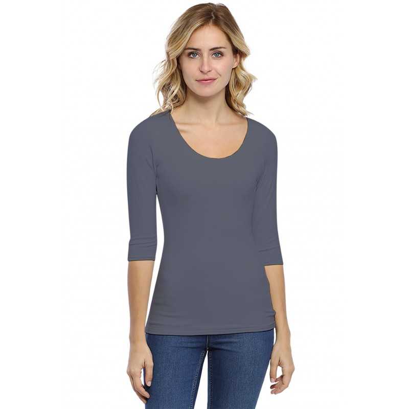 T-shirt Col Rond Manches 3/4 Zaza | Viscose Ring & Opaque