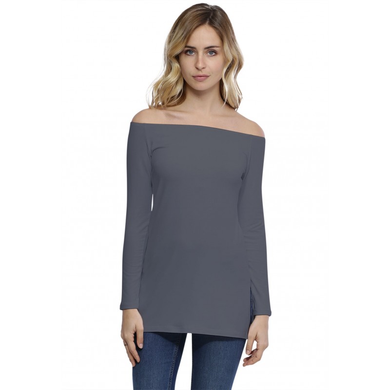 T-shirt long épaules nues en modal LANA T-shirt long épaules nues en modal LANA