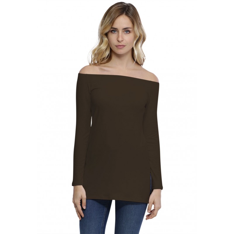 T-shirt long épaules nues en modal LANA T-shirt long épaules nues en modal LANA
