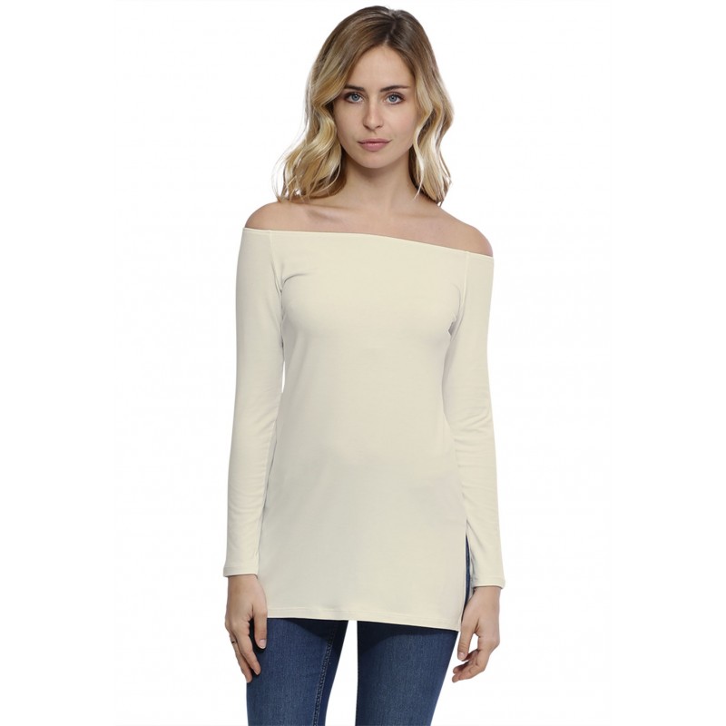 T-shirt long épaules nues en modal LANA T-shirt long épaules nues en modal LANA