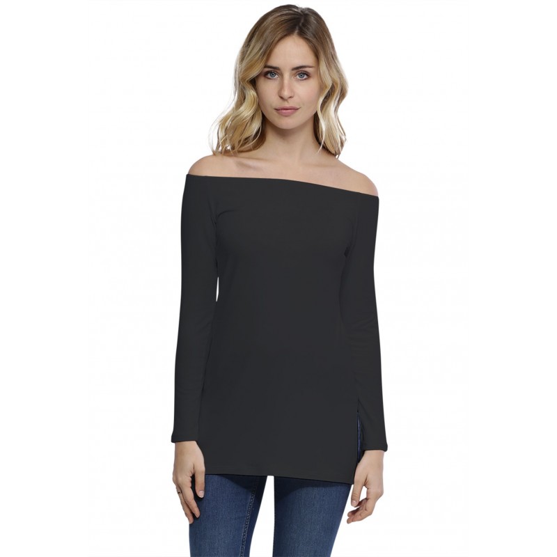 T-shirt long épaules nues en modal LANA T-shirt long épaules nues en modal LANA
