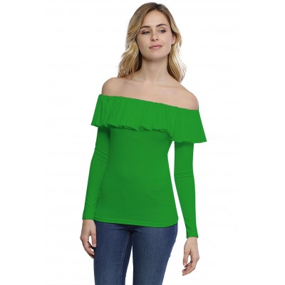 T-shirt avec volants et épaules nues en modal DIAZ05