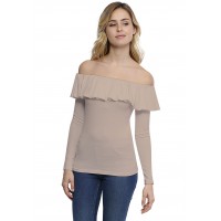 T-shirt avec volants et épaules nues en modal DIAZ05