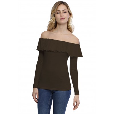 T-shirt avec volants et épaules nues en modal DIAZ05