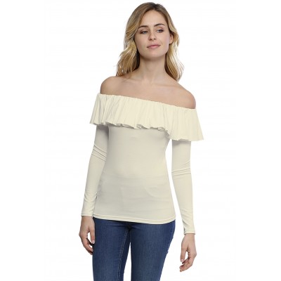 T-shirt avec volants et épaules nues en modal DIAZ05