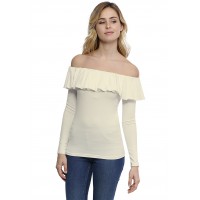 T-shirt avec volants et épaules nues en modal DIAZ05