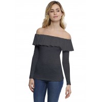 T-shirt avec volants et épaules nues en modal DIAZ05