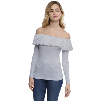 T-shirt avec volants et épaules nues en modal DIAZ05