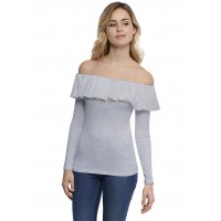 T-shirt avec volants et épaules nues en modal DIAZ05