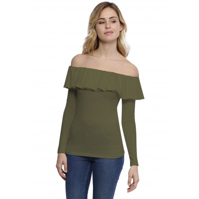 T-shirt avec volants et épaules nues en modal DIAZ05