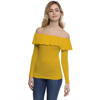 T-shirt avec volants et épaules nues en modal DIAZ05