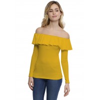 T-shirt avec volants et épaules nues en modal DIAZ05