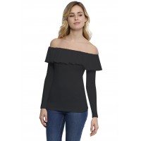 T-shirt avec volants et épaules nues en modal DIAZ05