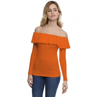 T-shirt avec volants et épaules nues en modal DIAZ05