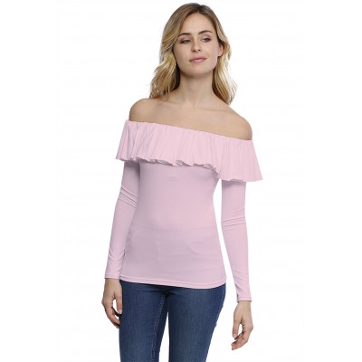 T-shirt avec volants et épaules nues en modal DIAZ05