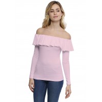 T-shirt avec volants et épaules nues en modal DIAZ05