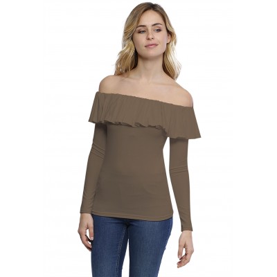 T-shirt avec volants et épaules nues en modal DIAZ05