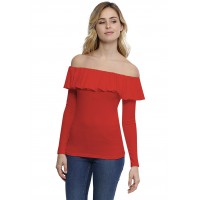 T-shirt avec volants et épaules nues en modal DIAZ05