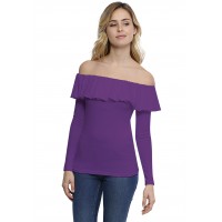 T-shirt avec volants et épaules nues en modal DIAZ05