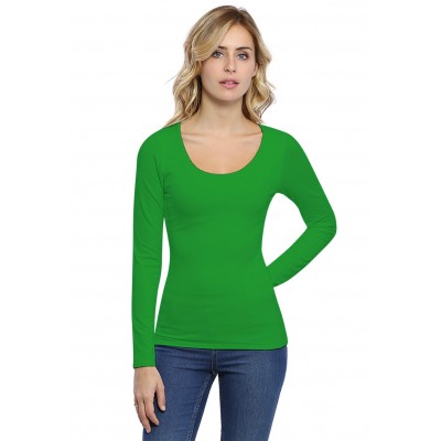 T-shirt col rond doublé devant manches longues en modal ZAZA05