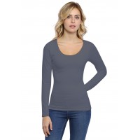 T-shirt col rond doublé devant manches longues en modal ZAZA05