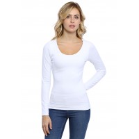 T-shirt col rond doublé devant manches longues en modal ZAZA05