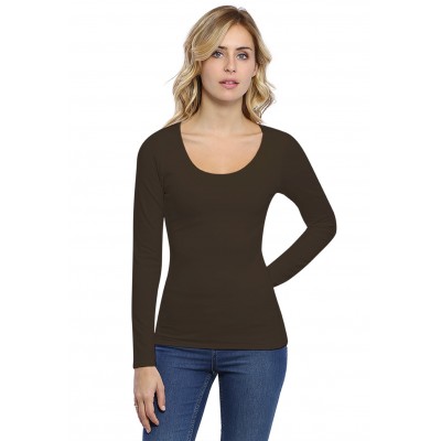 T-shirt col rond doublé devant manches longues en modal ZAZA05