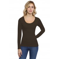 T-shirt col rond doublé devant manches longues en modal ZAZA05