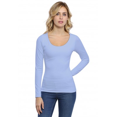 T-shirt col rond doublé devant manches longues en modal ZAZA05