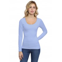 T-shirt col rond doublé devant manches longues en modal ZAZA05