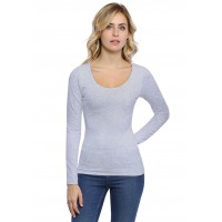 T-shirt col rond doublé devant manches longues en modal ZAZA05