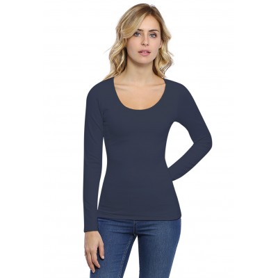 T-shirt col rond doublé devant manches longues en modal ZAZA05