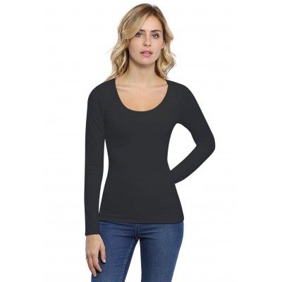 T-shirt col rond doublé devant manches longues en modal ZAZA05