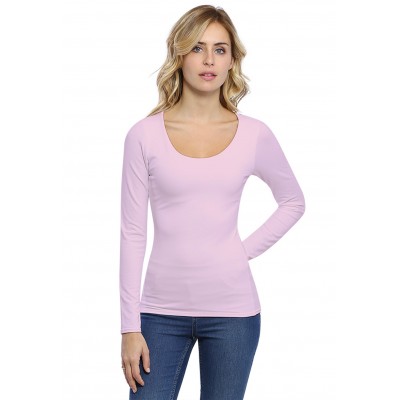 T-shirt col rond doublé devant manches longues en modal ZAZA05